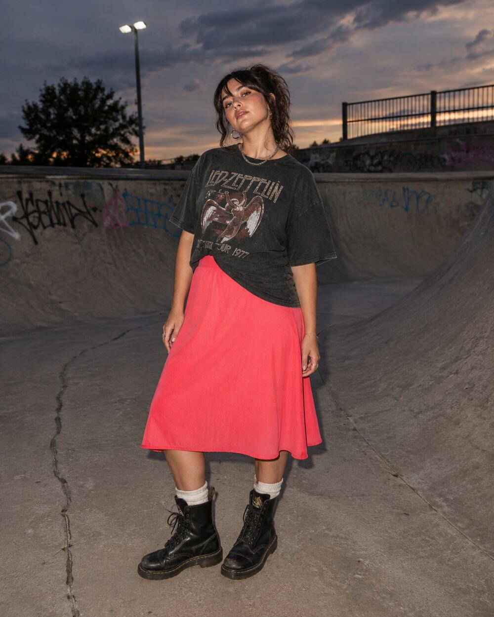 Cato Coral Pink A-Line Midi Skirt Fully Lined Size XL